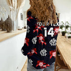 (Custom Text And Number) Demons Football Women Casual Shirt Polynesian Tribal Mix Tropical Hawaiian Style LT14