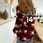 (Custom Text And Number) Sydney Swans Football Women Casual Shirt Polynesian Tribal Mix Tropical Hawaiian Style LT14