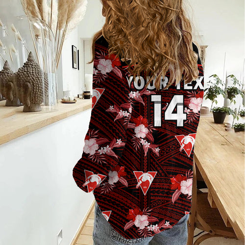 (Custom Text And Number) Sydney Swans Football Women Casual Shirt Polynesian Tribal Mix Tropical Hawaiian Style LT14