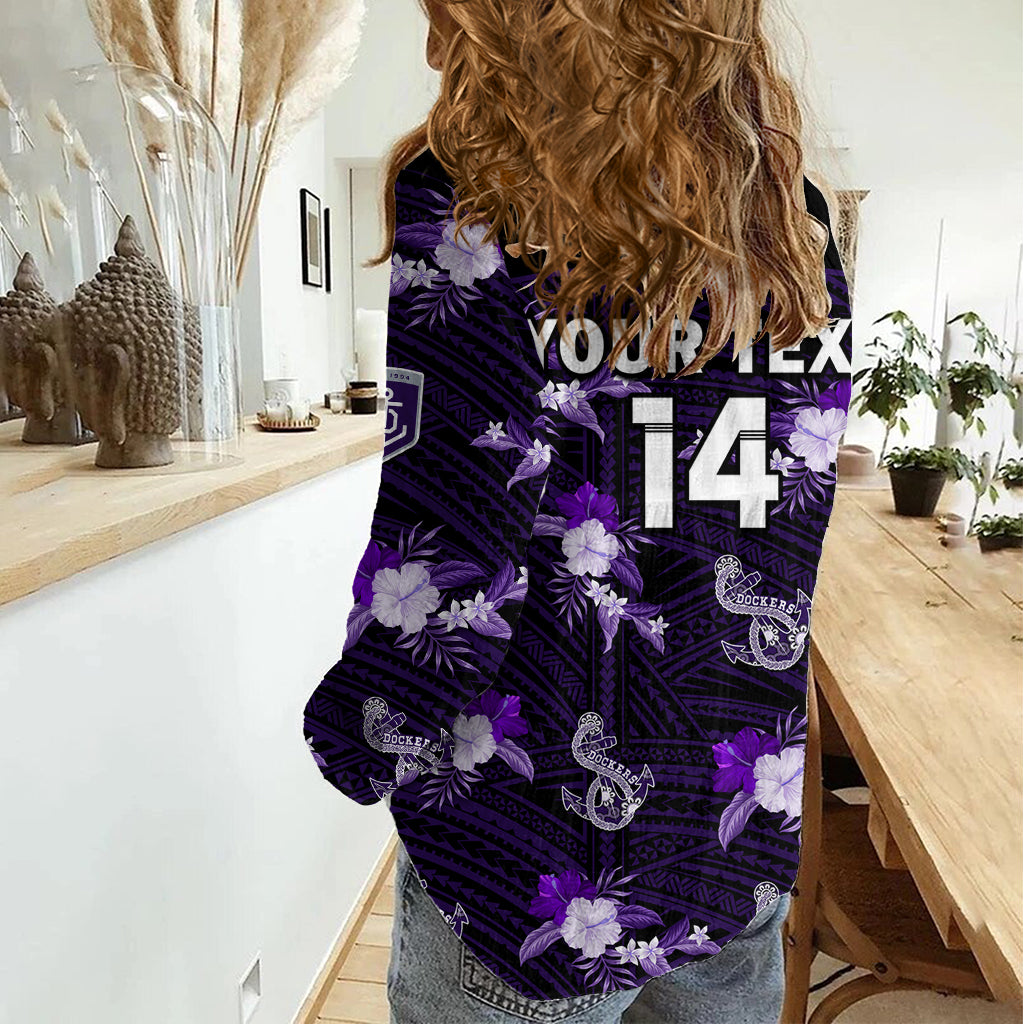 (Custom Text And Number) Dockers Football Women Casual Shirt Polynesian Tribal Mix Tropical Hawaiian Style LT14