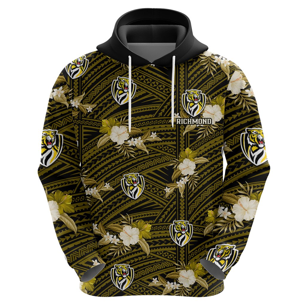 custom-text-and-number-richmond-football-hoodie-polynesian-tribal-mix-tropical-hawaiian-style