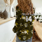 (Custom Text And Number) Richmond Football Women Casual Shirt Polynesian Tribal Mix Tropical Hawaiian Style LT14