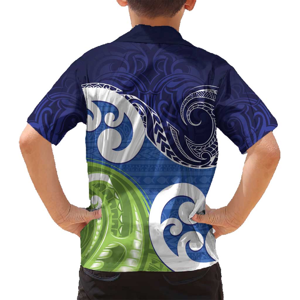Southland New Zealand Family Matching Long Sleeve Bodycon Dress and Hawaiian Shirt Maori Koru Flag Color