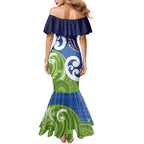 Southland New Zealand Family Matching Mermaid Dress and Hawaiian Shirt Maori Koru Flag Color