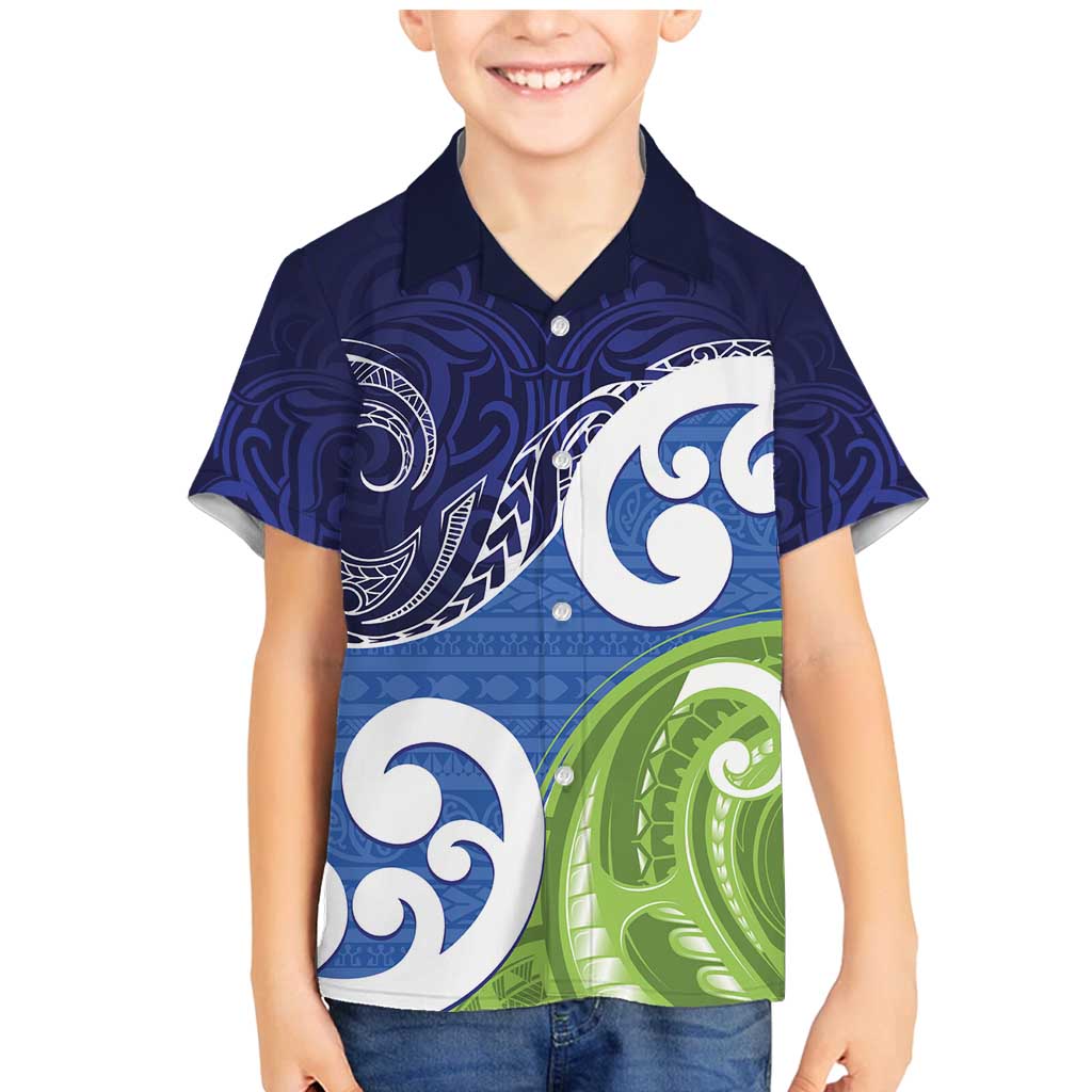 Southland New Zealand Family Matching Mermaid Dress and Hawaiian Shirt Maori Koru Flag Color