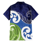 Southland New Zealand Family Matching Off Shoulder Maxi Dress and Hawaiian Shirt Maori Koru Flag Color