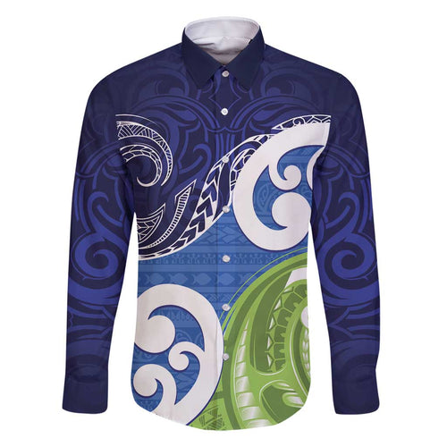 Southland New Zealand Family Matching Off Shoulder Short Dress and Hawaiian Shirt Maori Koru Flag Color