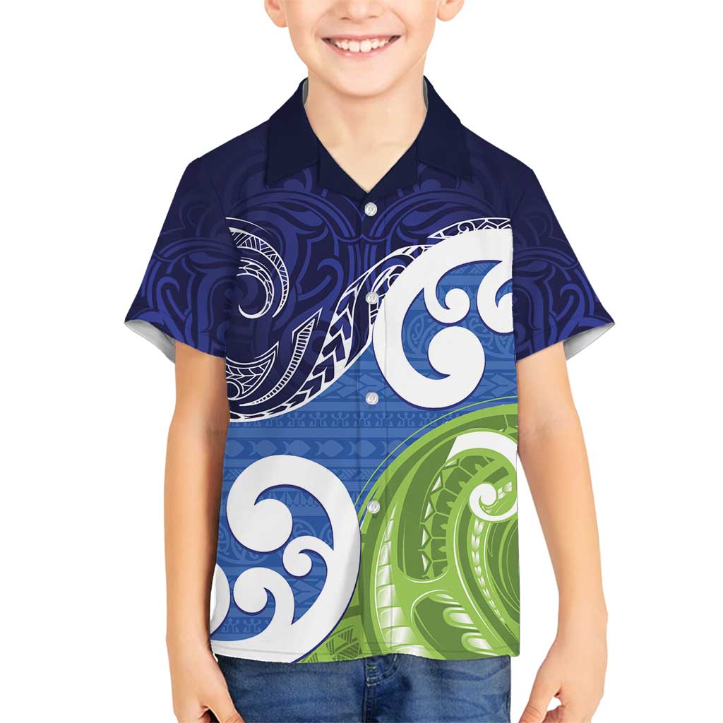Southland New Zealand Family Matching Puletasi and Hawaiian Shirt Maori Koru Flag Color