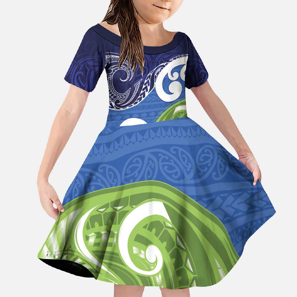 Southland New Zealand Family Matching Tank Maxi Dress and Hawaiian Shirt Maori Koru Flag Color