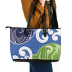 Southland New Zealand Leather Tote Bag Maori Koru Flag Color