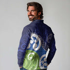 Southland New Zealand Long Sleeve Polo Shirt Maori Koru Flag Color