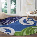 Southland New Zealand Round Carpet Maori Koru Flag Color