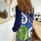 Southland New Zealand Women Casual Shirt Maori Koru Flag Color