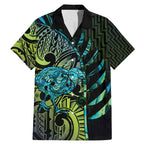 Southland Takehe Pounama Family Matching Mermaid Dress and Hawaiian Shirt Aotearoa Poutama Paua Shell Fern