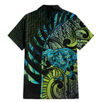 Southland Takehe Pounama Family Matching Mermaid Dress and Hawaiian Shirt Aotearoa Poutama Paua Shell Fern