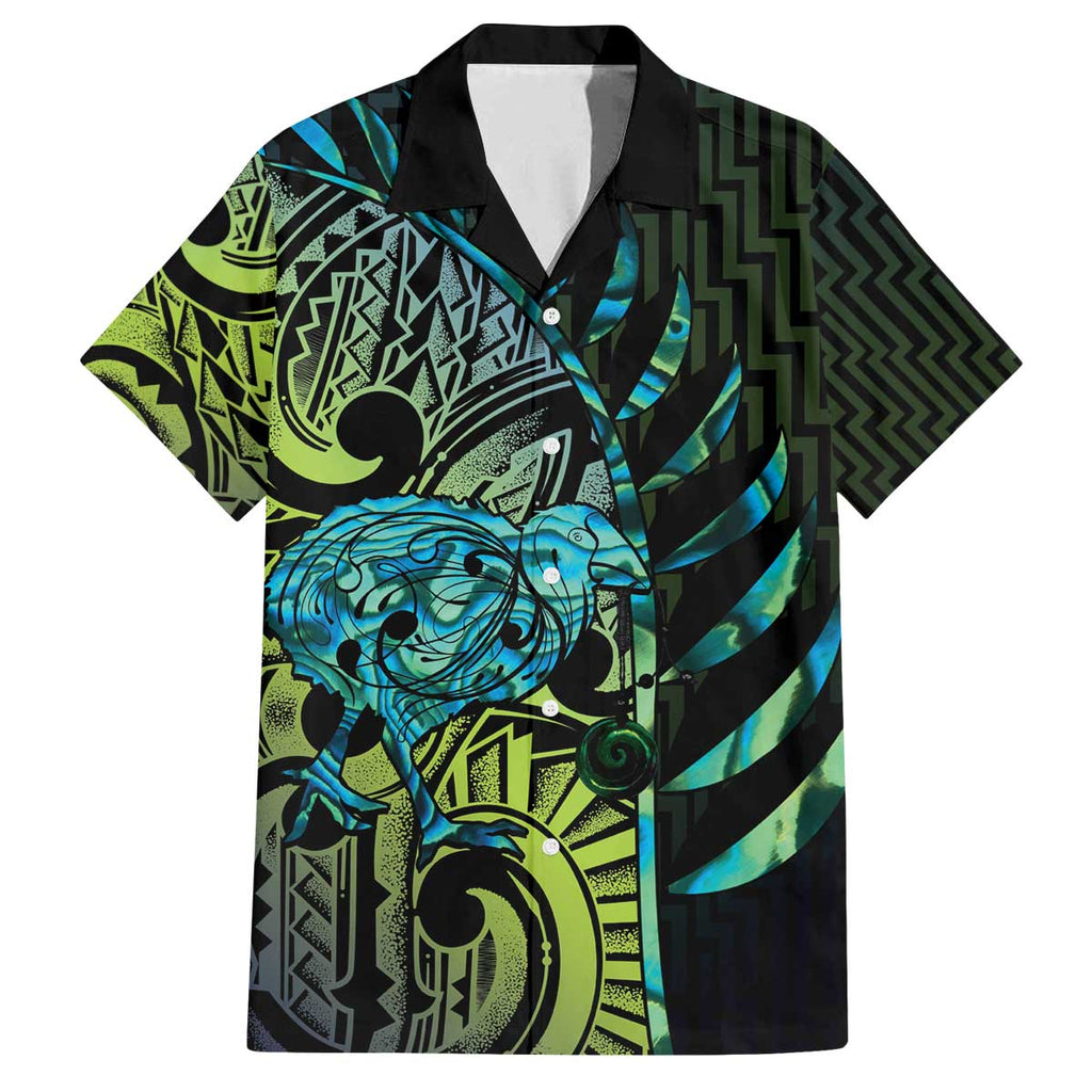 Southland Takehe Pounama Family Matching Off The Shoulder Long Sleeve Dress and Hawaiian Shirt Aotearoa Poutama Paua Shell Fern