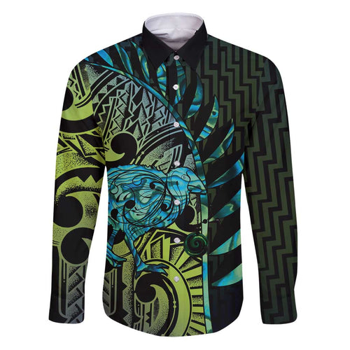 Southland Takehe Pounama Family Matching Puletasi and Hawaiian Shirt Aotearoa Poutama Paua Shell Fern