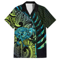 Southland Takehe Pounama Family Matching Short Sleeve Bodycon Dress and Hawaiian Shirt Aotearoa Poutama Paua Shell Fern