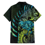 Southland Takehe Pounama Family Matching Short Sleeve Bodycon Dress and Hawaiian Shirt Aotearoa Poutama Paua Shell Fern