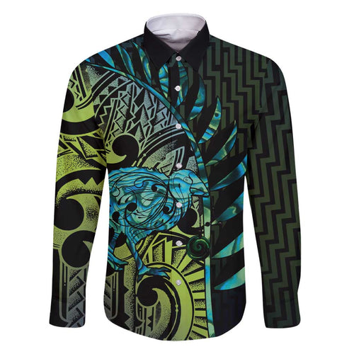 Southland Takehe Pounama Family Matching Short Sleeve Bodycon Dress and Hawaiian Shirt Aotearoa Poutama Paua Shell Fern
