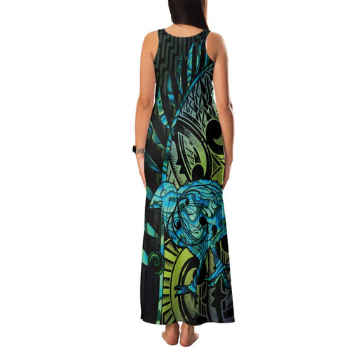 Southland Takehe Pounama Family Matching Tank Maxi Dress and Hawaiian Shirt Aotearoa Poutama Paua Shell Fern
