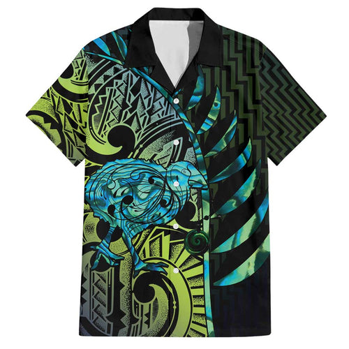 Southland Takehe Pounama Hawaiian Shirt Aotearoa Poutama Paua Shell Fern