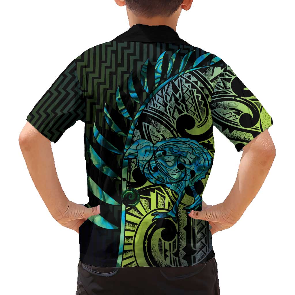 Southland Takehe Pounama Hawaiian Shirt Aotearoa Poutama Paua Shell Fern