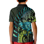 Southland Takehe Pounama Kid Polo Shirt Aotearoa Poutama Paua Shell Fern