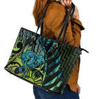 Southland Takehe Pounama Leather Tote Bag Aotearoa Poutama Paua Shell Fern