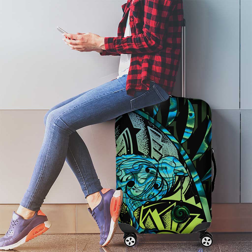 Southland Takehe Pounama Luggage Cover Aotearoa Poutama Paua Shell Fern