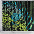 Southland Takehe Pounama Shower Curtain Aotearoa Poutama Paua Shell Fern