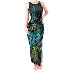 Southland Takehe Pounama Tank Maxi Dress Aotearoa Poutama Paua Shell Fern