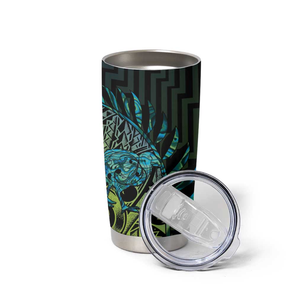 Southland Takehe Pounama Tumbler Cup Aotearoa Poutama Paua Shell Fern