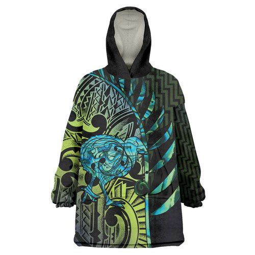 Southland Takehe Pounama Wearable Blanket Hoodie Aotearoa Poutama Paua Shell Fern