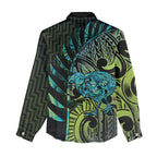 Southland Takehe Pounama Women Casual Shirt Aotearoa Poutama Paua Shell Fern