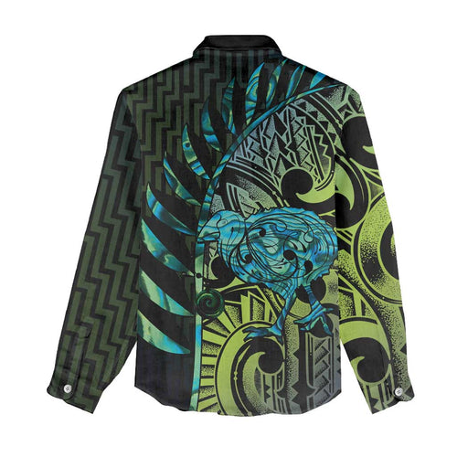 Southland Takehe Pounama Women Casual Shirt Aotearoa Poutama Paua Shell Fern