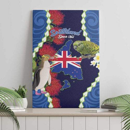 Southland Anniversary Day Canvas Wall Art Murihiku 1861 Maori Bird Mix Pohutukawa