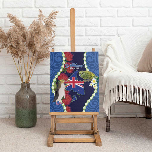 Southland Anniversary Day Canvas Wall Art Murihiku 1861 Maori Bird Mix Pohutukawa