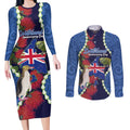 Southland Anniversary Day Couples Matching Long Sleeve Bodycon Dress and Long Sleeve Button Shirt Murihiku 1861 Maori Bird Mix Pohutukawa