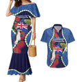 Southland Anniversary Day Couples Matching Mermaid Dress and Hawaiian Shirt Murihiku 1861 Maori Bird Mix Pohutukawa