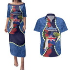 Southland Anniversary Day Couples Matching Puletasi and Hawaiian Shirt Murihiku 1861 Maori Bird Mix Pohutukawa