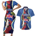 Southland Anniversary Day Couples Matching Short Sleeve Bodycon Dress and Hawaiian Shirt Murihiku 1861 Maori Bird Mix Pohutukawa