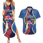 Southland Anniversary Day Couples Matching Summer Maxi Dress and Hawaiian Shirt Murihiku 1861 Maori Bird Mix Pohutukawa