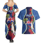 Southland Anniversary Day Couples Matching Summer Maxi Dress and Hawaiian Shirt Murihiku 1861 Maori Bird Mix Pohutukawa
