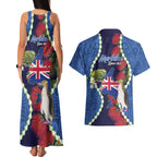 Southland Anniversary Day Couples Matching Tank Maxi Dress and Hawaiian Shirt Murihiku 1861 Maori Bird Mix Pohutukawa