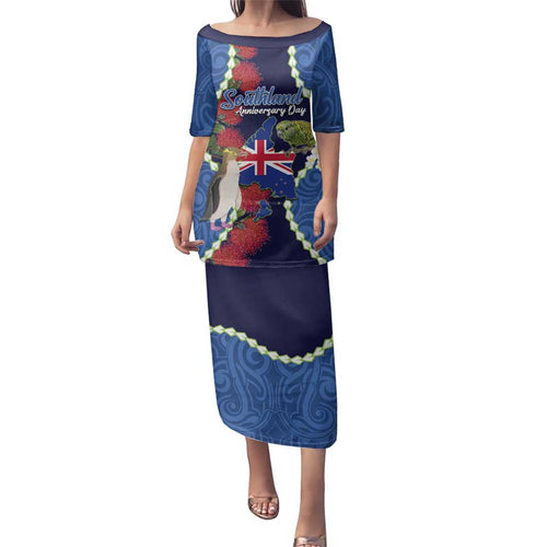 Southland Anniversary Day Family Matching Puletasi and Hawaiian Shirt Murihiku 1861 Maori Bird Mix Pohutukawa