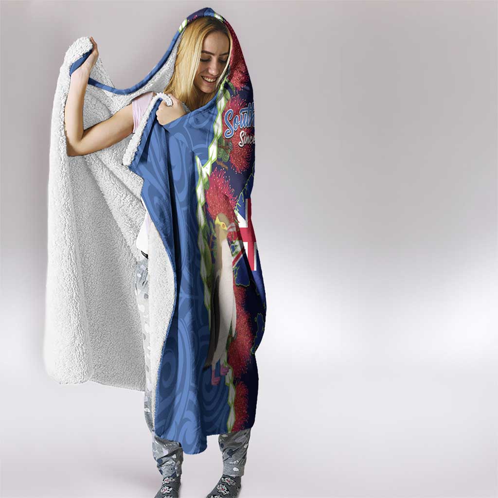 Southland Anniversary Day Hooded Blanket Murihiku 1861 Maori Bird Mix Pohutukawa