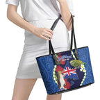 Southland Anniversary Day Leather Tote Bag Murihiku 1861 Maori Bird Mix Pohutukawa