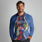 Southland Anniversary Day Long Sleeve Polo Shirt Murihiku 1861 Maori Bird Mix Pohutukawa