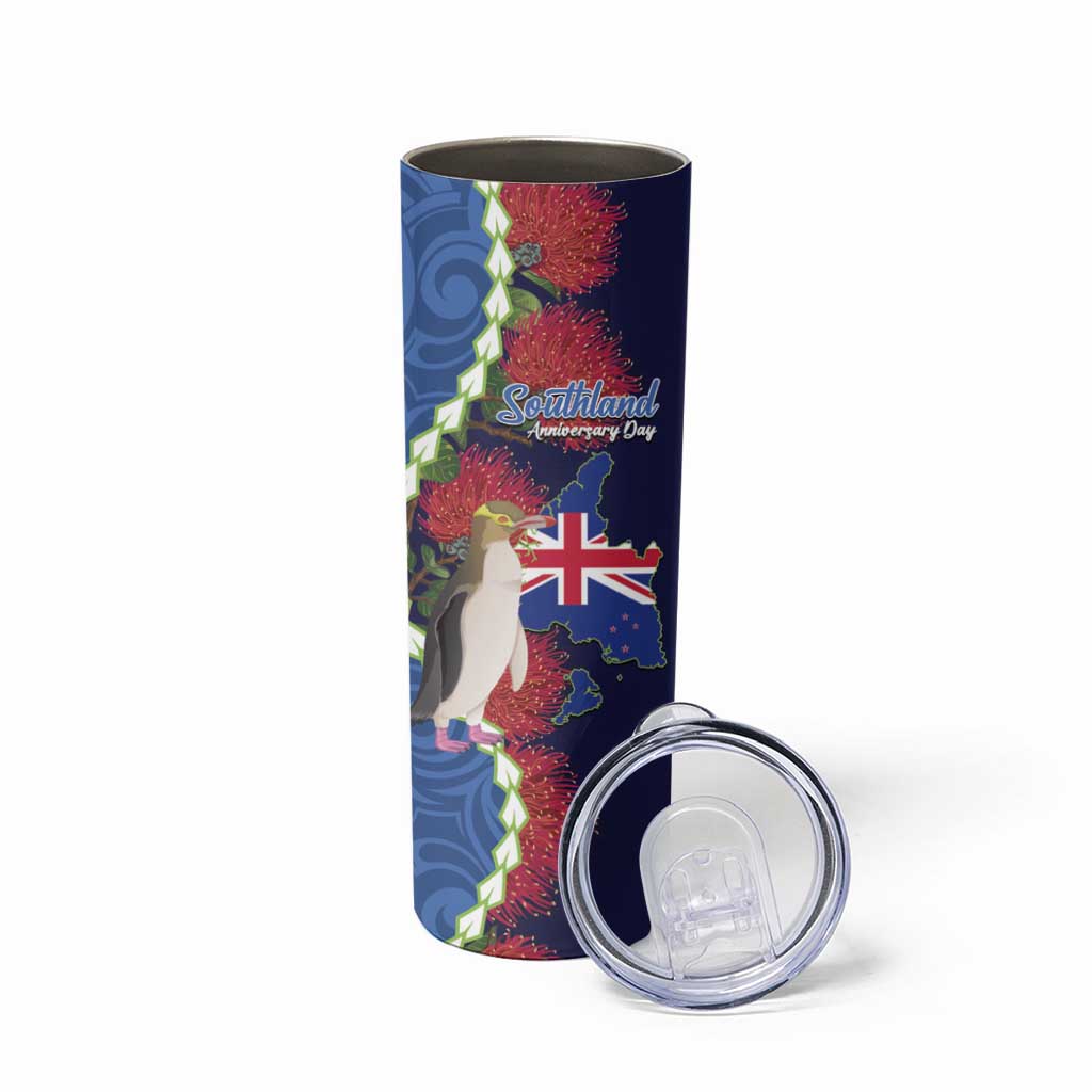 Southland Anniversary Day Skinny Tumbler Murihiku 1861 Maori Bird Mix Pohutukawa